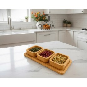 Resim Odcia Market Bambu Standlı 3'lü Kare Çerezlik Seti 