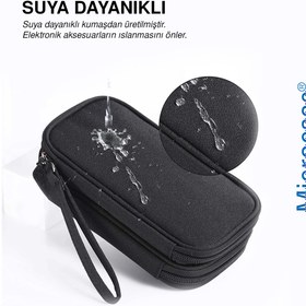 Resim Microcase Taşınabilir Su Geçirmez Çift Katman Fermuarlı 8 Bölmeli Hard Disk Seyahat Çantası Organizer Al4210 