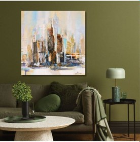 Resim Şehir Soyut El Yapımı Yağlı Boya Tablo 95x94cm 