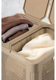 Resim Smartduo İki Bölmeli Çamaşır Sepeti 84lt. Açık Kahve Açık Kahverengi 