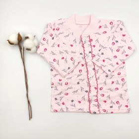 Resim Bebek Star Çiçek Desenli Pembe Kız Bebek Pijama Takımı %100 Cotton 