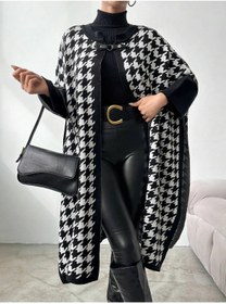 Resim 02Lady Fashion kadın kaz ayağı desenli panço 