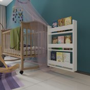 Resim Zeo Wood Design Montessori Mdflam Çocuk Odası Kitaplığı 