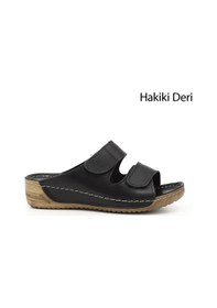 Resim Gönderi R Kadın Siyah Cırtlı Dolgu Taban Hakiki Deri Terlik Dyza69842632 Siyah 