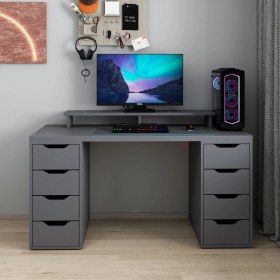 Resim Alen 150 Cm 8 Çekmeceli Çalışma & Oyuncu Masası - Antrasit Siyah 