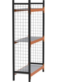 Resim 3 Katlı Duble Dekoratif Midi Rack - Ekonomik Depo,arşiv, Kiler Rafı Siyah-turuncu-46x150 Cm-100 Cm Çok Renkli 