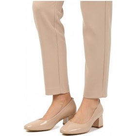 Resim Bej Rugan Kalın Topuklu Kadın Abiye Ayakkabı 695042 Z Açık Bej 