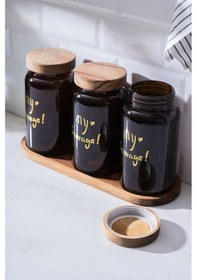 Resim Acar Pierre Akasya Kapaklı Kavanoz Seti - 19 Cm Kahverengi 