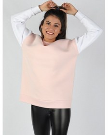 Resim Kadın Kolları Renkli Sweatshirt Pembe 