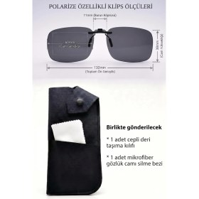 Resim Takı Dükkanı Polarize Güneş Gözlük Klipsi Orta Boy Dikdörtgen Taşıma Kılıflı Epk16-1 
