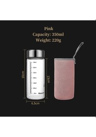 Resim Taşınabilir Cam Su Şişesi Sıcak Süt Şişesi Mezun Kapaklı Bardak Soğutmalı Süt Pink350ml 500ml Pink350ml 