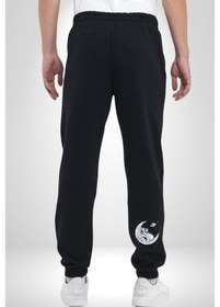 Resim Kuala Sancar Uyuyor Ay Mars 3 İplik Erkek Baskılı Siyah Eşofman Altı Siyah 