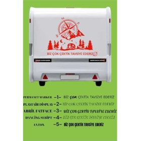 Resim Çekme Karavan Motokaravan Araç Pusula Dağ Doğa Sticker Yapışkan Geyik Camp 