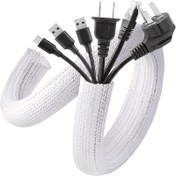 Resim 198.12 cm Naylon Kablo Kanal Düzenleyici, Tel Koruma Paketi, Masaüstü Bilgisayar, TV, Bilgisayar, Ev Ofisi, Kablo Dağılımı Yönetimi Sistemi için 