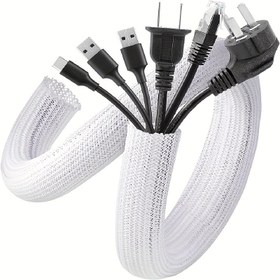 Resim 198.12 cm Naylon Kablo Kanal Düzenleyici, Tel Koruma Paketi, Masaüstü Bilgisayar, TV, Bilgisayar, Ev Ofisi, Kablo Dağılımı Yönetimi Sistemi için 