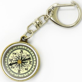 Resim Vintage Bronz Çinko Alaşım Mini Pusula Anahtarlık - Su Geçirmez, Dış Macera Aksesuarı, Kuzey İğnesi 