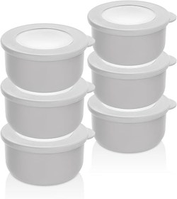 Resim Sızdırmaz Kapaklı Saklama Kabı Seti, Beyaz, 500 ML, Plastik, 6 Adet, Kilitli Kapak, Çok Amaçlı Kullanım 