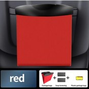Resim Chuangyinshop Kırmızı Pu Deri Araç Çöp Kutusu, Sızdırmaz Portatif Büyük Kapasiteli 