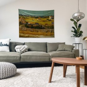 Resim The Harvest / Mavi Arabalı Hasat Manzarası Duvar Örtüsü - 160 cm x 220 cm 