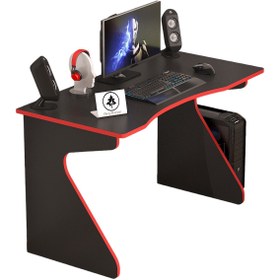 Resim Arvessohome Oyuncu Masası Gamer Model Çalışma Masası Siyah-Kırmızı Model 