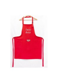 Resim Mutfak Önlüğü Kişiye Ve İsme Özel Nakışlı Mutfak Önlüğü Kalpli Kupa Farklı Renkler Kırmızı 