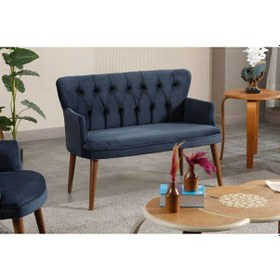 Resim İkili Antresit Kumaş Ahşap Ceviz Ayak Çay Seti Koltuk Takımı Ofis Koltuk Takımı Antrasit 