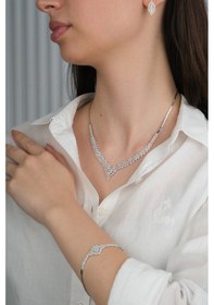 Resim 14 Ayar Beyaz Altın Taşlı Düğün Seti 76 