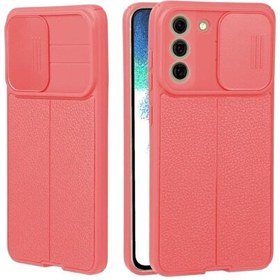 Resim Teleplus Samsung Galaxy S22 Plus Lensi Kamera Korumalı Deri Dokulu Silikon Kırmızı Kılıf 