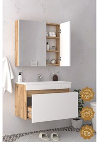 Resim Teta Home Mersin 65 Cm Mdf Banyo Dolabı Seti Atlantik Çam-beyaz Atlantik Çam - Beyaz 