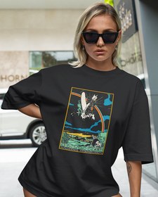 Resim Gökkuşağı Engeli Oversize Tişört 
