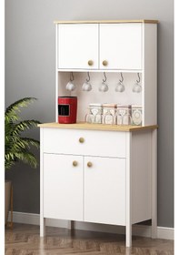 Resim Remy Kahve Köşesi Ahşap Kulplu Çok Amaçlı Dolap Sepet-beyaz Sepet-beyaz 