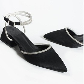 Resim Duxal Shoes Bilekten Bağlamalı Topuklu Ayakkabı- Babet Emily Siyah 