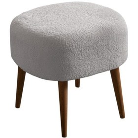 Resim Barel Yuvarlak 4 Ayaklı Çok Amaçlı Puf Beyaz Beyaz 