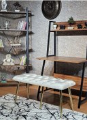 Resim Gold Metal Siyah Oturaklı Sivriltme Ayaklı Babyface Puf & Bench & 001 