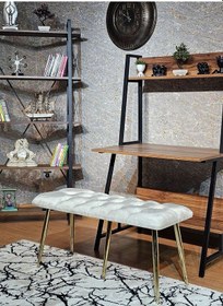 Resim Gold Metal Siyah Oturaklı Sivriltme Ayaklı Babyface Puf & Bench & 001 