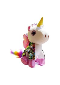 Resim Renkli Tek Boynuzlu Unicorn Peluş At 
