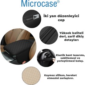 Resim Microcase Araç Merkezi Konsol Kapağı Capitone Deri Araç Kol Dayama Yastığı Depolama Cepli - AL5395 