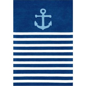 Resim Dijital Baskılı Çizgili Çapa Desen Dekoratif Yıkanabilir Kaymaz Taban Çocuk Halısı Çok Renkli 