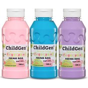 Resim ChildGen 3x350 ML Süper Yıkanabilir Pembe-Mavi-Mor 3'lü Parmak Boya Pastel Set 