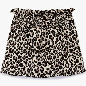 Resim Koton Leopar Desenli Gipeli Mini Şort Etek Bej Desenli 6wmg70001ak Ekru Desenli 