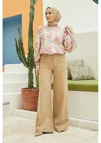Resim 1067-Parça Boya Bol Paça Pantolon Bej Çok Renkli 