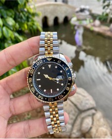 Resim ÇENÇEN Takvimli Gümüş Gold Çelik Kordonlu Siyah Kadranlı Erkek Kol Saat Rolex Model 