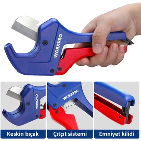 Resim WORKPRO WP301007 60.5mm Profesyonel PPRC Plastik Boru Kesme Makası 