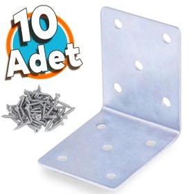 Resim Mobilya Duvar Raf Dolap Köşe Bağlantı Sabitleme L Demir Köşebent Metal Gönye 50x50x40 mm (10 ADET) 