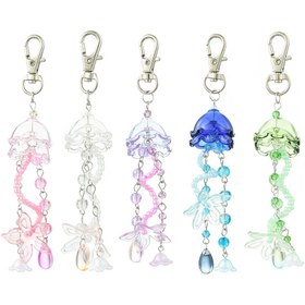 Resim 1 adet Denizanası Akrilik & Cam Kolye Ucu - Yarı Saydam Çok Renkli Alaşım Döner Istakoz Pençe Tokaları, Anahtarlık için Karmaşık Tasarım, Çanta & Ev Dekoru, Anahtarlık Aksesuarı, Fantezi Takı, Cam Boncuk Vurgular 