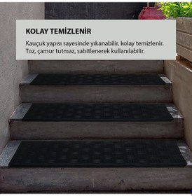 Resim Siyah Plastik Kaydırmaz Dış Mekan Merdiven Basamak Paspası 