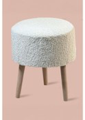 Resim 3 Ayaklı Mini Puf - Teddy Peluş Kumaşlı Mini Tabure 