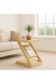 Resim ka tasarım Z Formlu Modern Tasarım Ahşap Sehpa Ve Gazetelik / Dergilik 