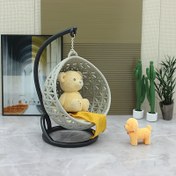 Resim Teddy Bear ile Miniature Siyah Salıncak Sandalye - Mükemmel Noel ve Ev Dekoru, Oyuncak Evi Mobilyası, Elektrik Gerektirmez, Oyuncak Evi Mobilyası | Dekoratif Mini Sandalye | Metal Yapı, Oyuncak Evi Mobilyası 