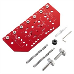 Resim Poieerf Raf Pimi Jig ve Menteşe Jig 2 1 Bağımsız Sıkıştırma 32MM Raf Pimi Jig Alüminyum Alaşımlı 1/4 Inç Matkap Bit (Yurt Dışından) 